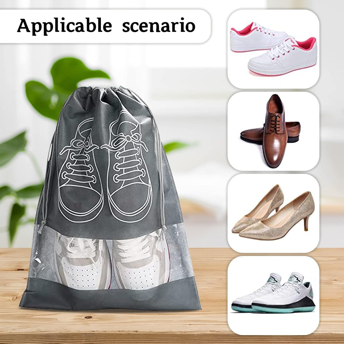 Shoe Bags for Travel – Dustproof Shoe Storage Organizer with Clear Window, Non-Woven Packing Pouch |