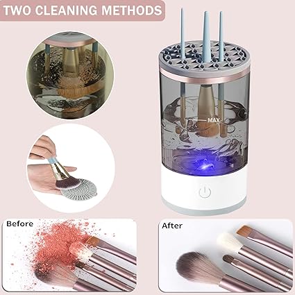 3-in-1 Electric Makeup Brush Cleaner – Automatic Makeup Brush Washing & Drying Machine with Brush Holder