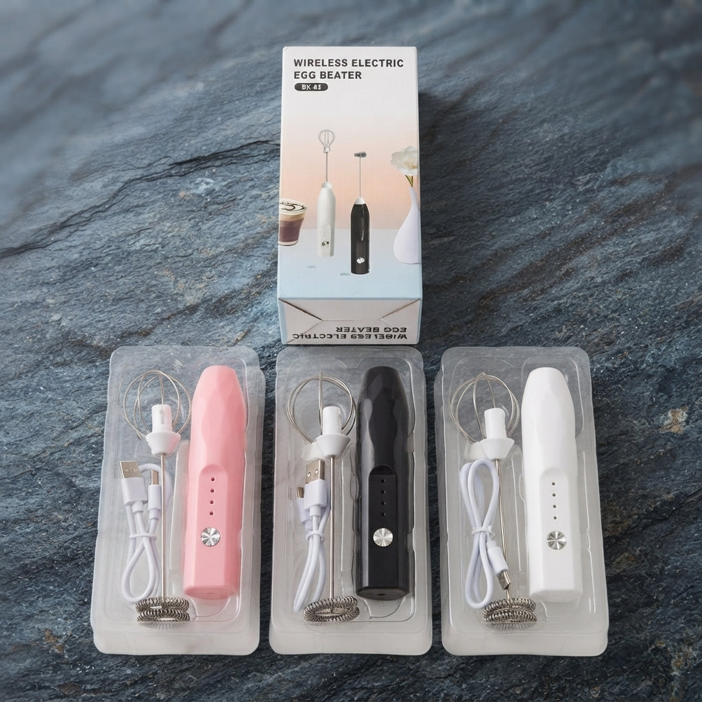 Wireless 2 in 1 Electric Egg Beater & Coffee Frother – Rechargeable Handheld Kitchen Mixer