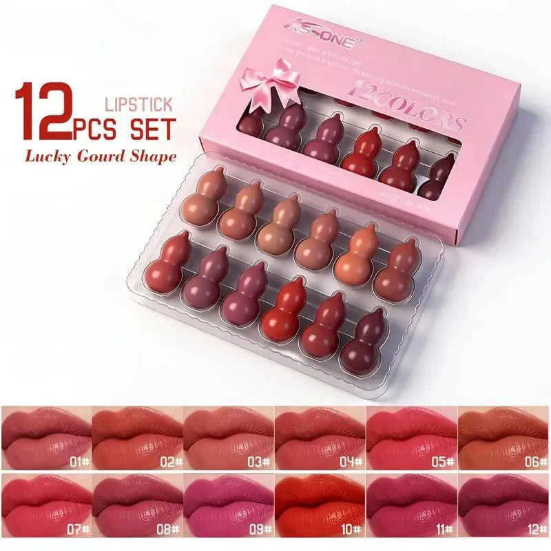 Mini Lipstick Set – Lucky Gourd Shape Cute Compact Lip Color Collection for Everyday Makeup