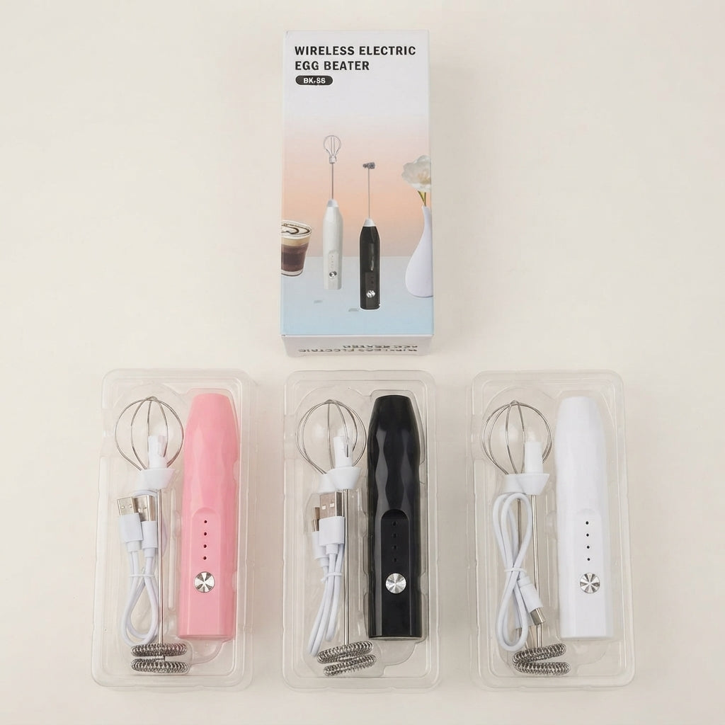 Wireless 2 in 1 Electric Egg Beater & Coffee Frother – Rechargeable Handheld Kitchen Mixer