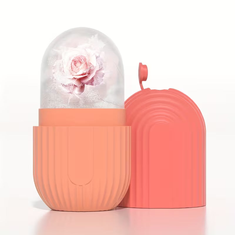 Ice Roller Facial Massager | Silicone Ice Cube Roller with Scrub | Cooling Face Cleansing & Massage Tool