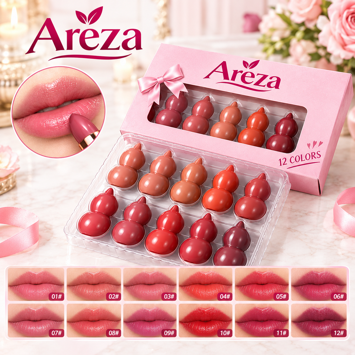 Mini Lipstick Set – Lucky Gourd Shape Cute Compact Lip Color Collection for Everyday Makeup