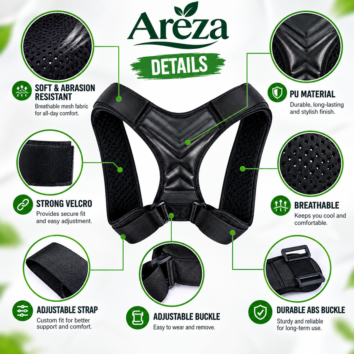 Adjustable Shoulder Back Brace for Men & Women – Posture Support Belt, Comfortable Back Support Harness | Free Size