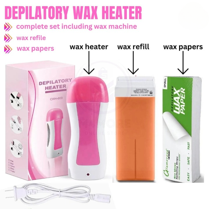 CWH-003 Depilatory Wax Heater Kit with Wax Paper – Electric Hair Removal Waxing Kit for Home & Salon