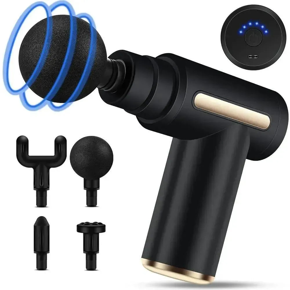 4-in-1 Massage Gun | Rechargeable Deep Tissue Massager with 5 Speed Modes | Foot, Neck & Body Massage Machine