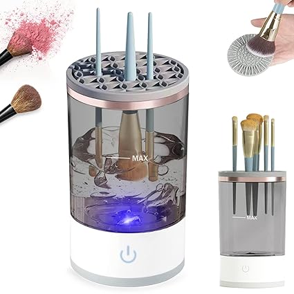 3-in-1 Electric Makeup Brush Cleaner – Automatic Makeup Brush Washing & Drying Machine with Brush Holder
