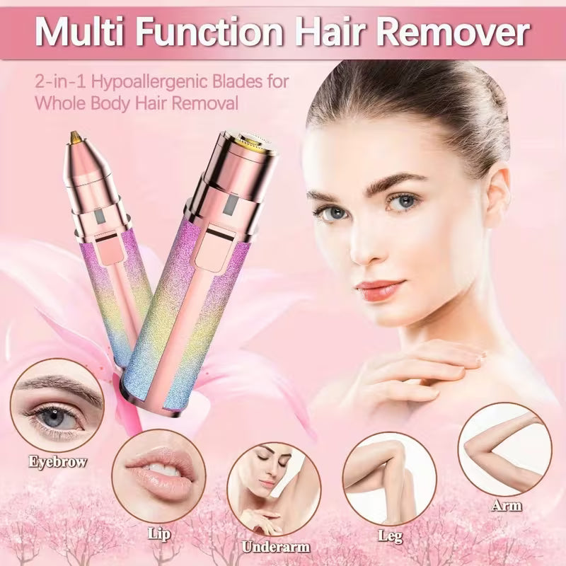 2-in-1 Eyebrow Trimmer & Facial Shaver | USB Rechargeable Eyebrow Hair Remover |