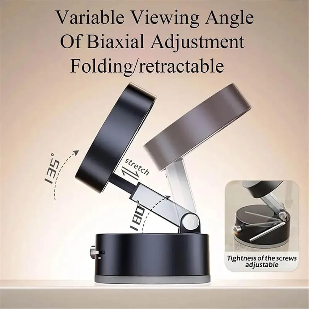 Double-Sided Magnetic Phone Holder – Adjustable Foldable 360° Rotating Vacuum Suction Mount