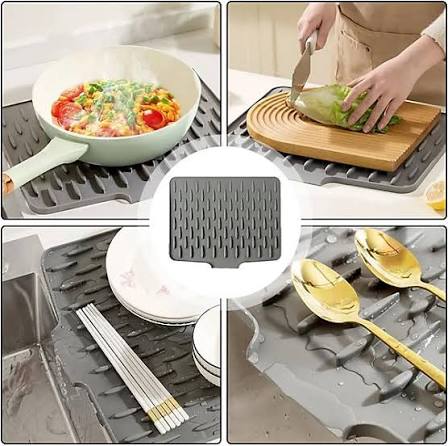 Big Size Silicone Sink Drain Mat – 14x10 Inch Anti-Slip Waterproof Kitchen Sink Pad | Kitchen Water Drain Mat
