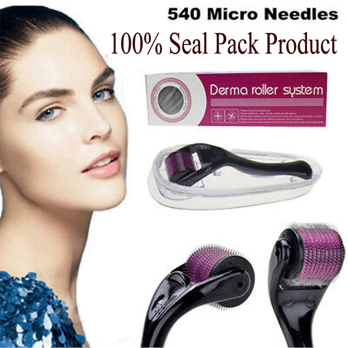 0.5mm Derma Roller – 540 Micro Needle Skin & Scalp Roller for Hair Growth, Facial Care & Skin Repair | 1 Pack