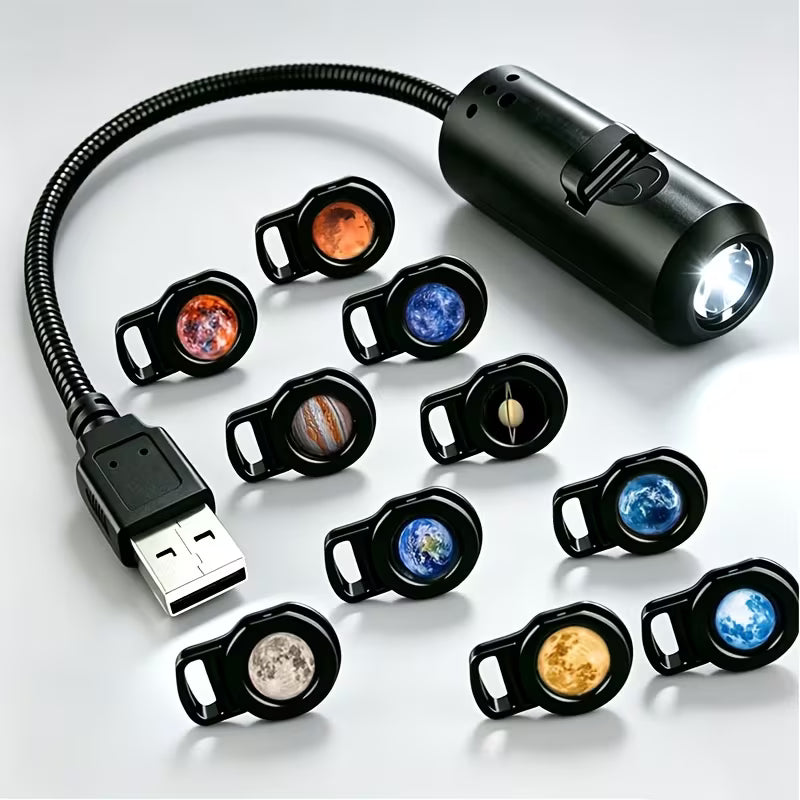 MoonGlow Starry Sky Projector | USB Moon Earth Projection Night Light | 3 Lens Romantic Bedroom Atmosphere Lamp