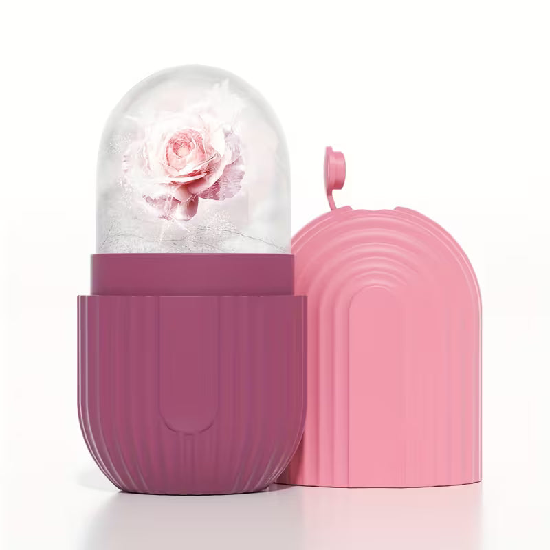 Ice Roller Facial Massager | Silicone Ice Cube Roller with Scrub | Cooling Face Cleansing & Massage Tool