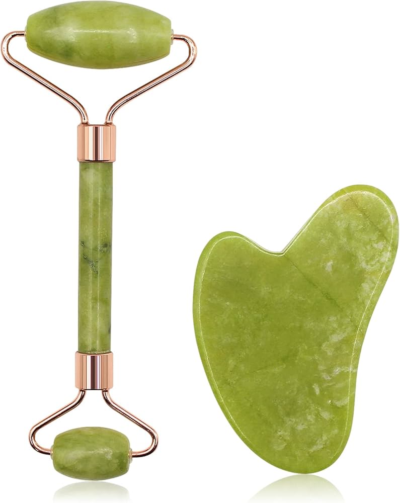 Jade Roller & Gua Sha Set – Natural Jade Facial Massage Tool for Skin Care, Face Lifting & Relaxation