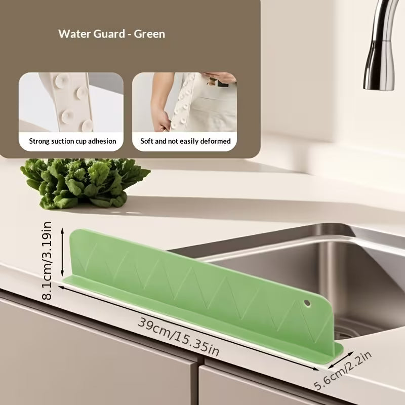 Silicone Sink Splash Guard | 16-Inch Kitchen Sink Water Splash Guard with Strong Suction Cups