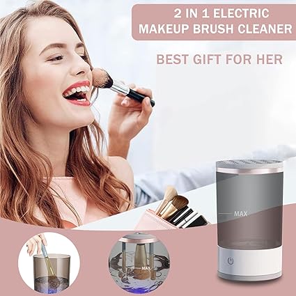 3-in-1 Electric Makeup Brush Cleaner – Automatic Makeup Brush Washing & Drying Machine with Brush Holder