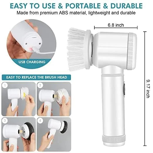 5-In-1 Electric Cleaning Brush | Handheld Multi-Purpose Scrubber | Household Surface Cleaning Tool
