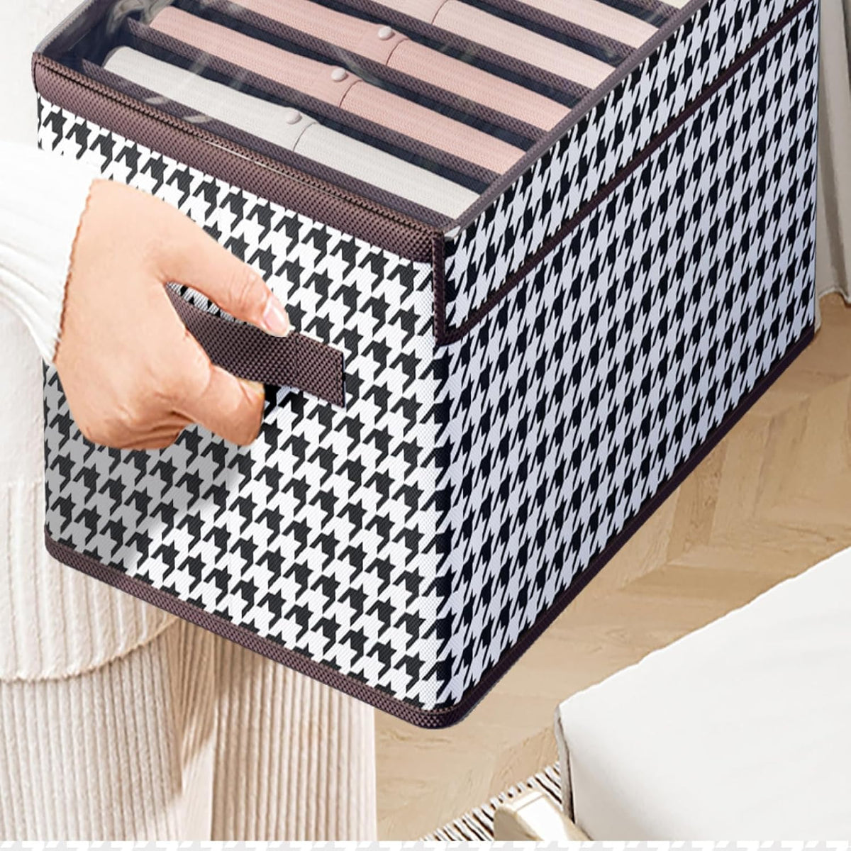 Clothes Storage Organizer Box – Foldable Wardrobe Storage Container with Lid for Blankets, Quilts, Clothes & Closet Organization