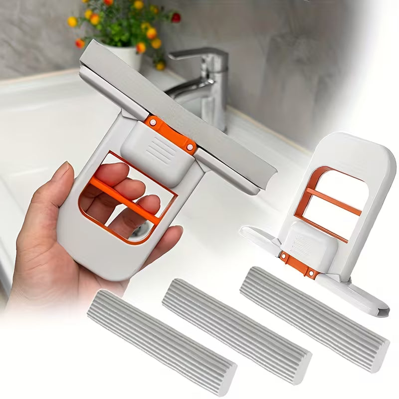 Foldable Mini Mop – Portable Desktop Wet & Dry Cleaning Mop | Self-Squeezing Compact Mop