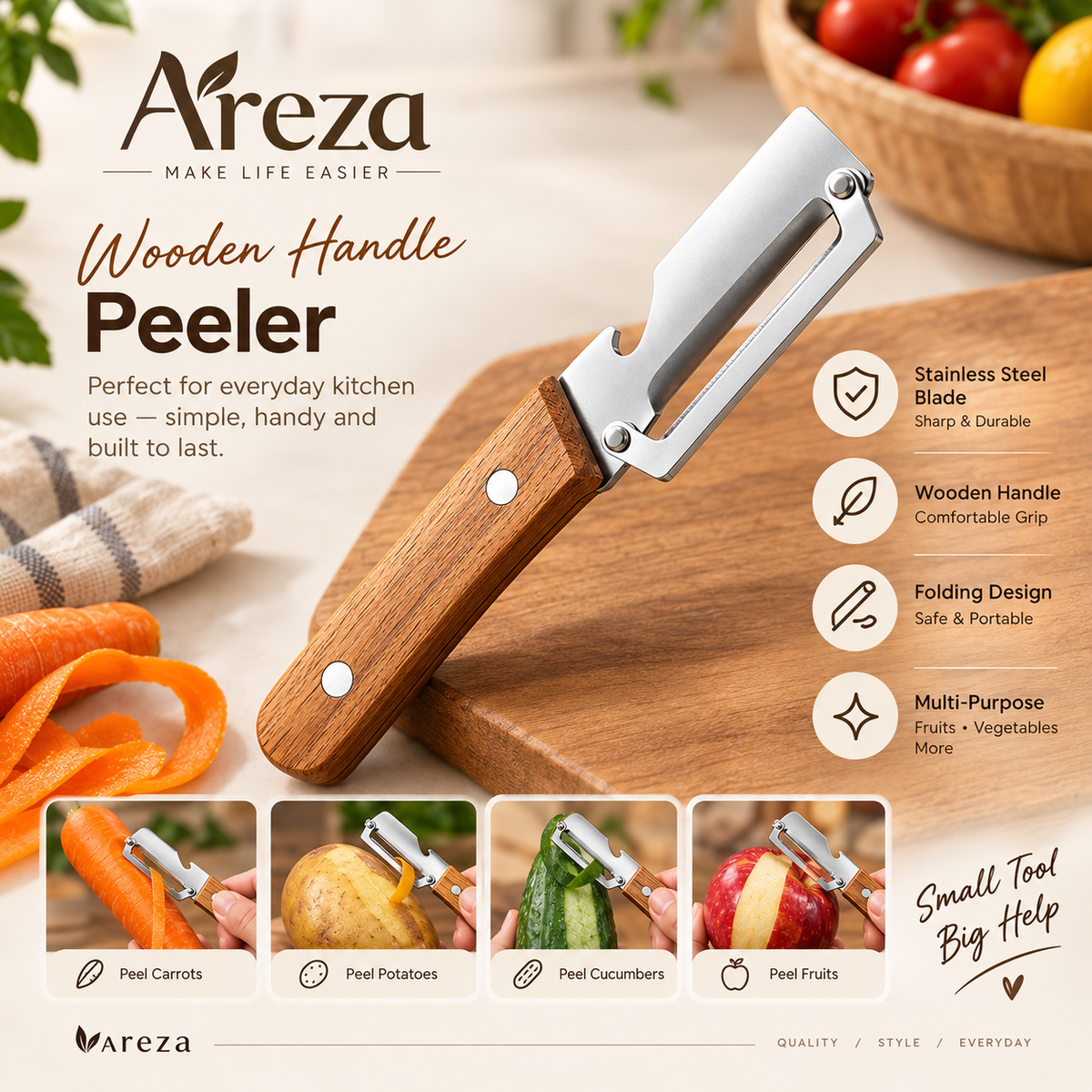 Multifunctional Kitchen Knife Peeler | Small Size Vegetable & Fruit Cutter | Multipurpose Kitchen Tool