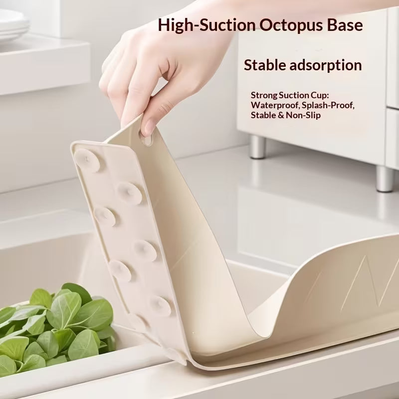 Silicone Sink Splash Guard | 16-Inch Kitchen Sink Water Splash Guard with Strong Suction Cups
