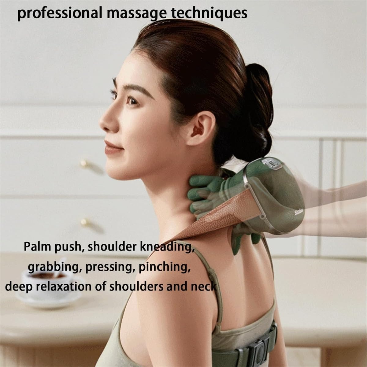 Smart Neck Massager | Electric Heated Deep Kneading Shoulder & Back Massager | Finger Pressure Relaxation Device