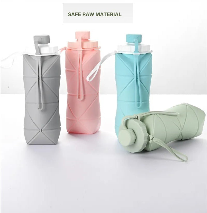 Silicone Folding Bottle 600ML | Foldable Silicone Water Bottle | Smart Travel Bottle