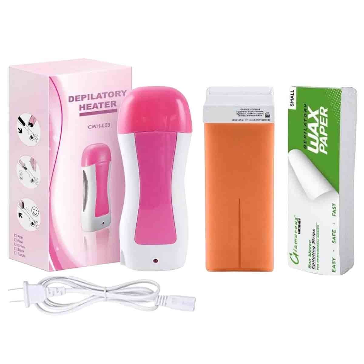 CWH-003 Depilatory Wax Heater Kit with Wax Paper – Electric Hair Removal Waxing Kit for Home & Salon