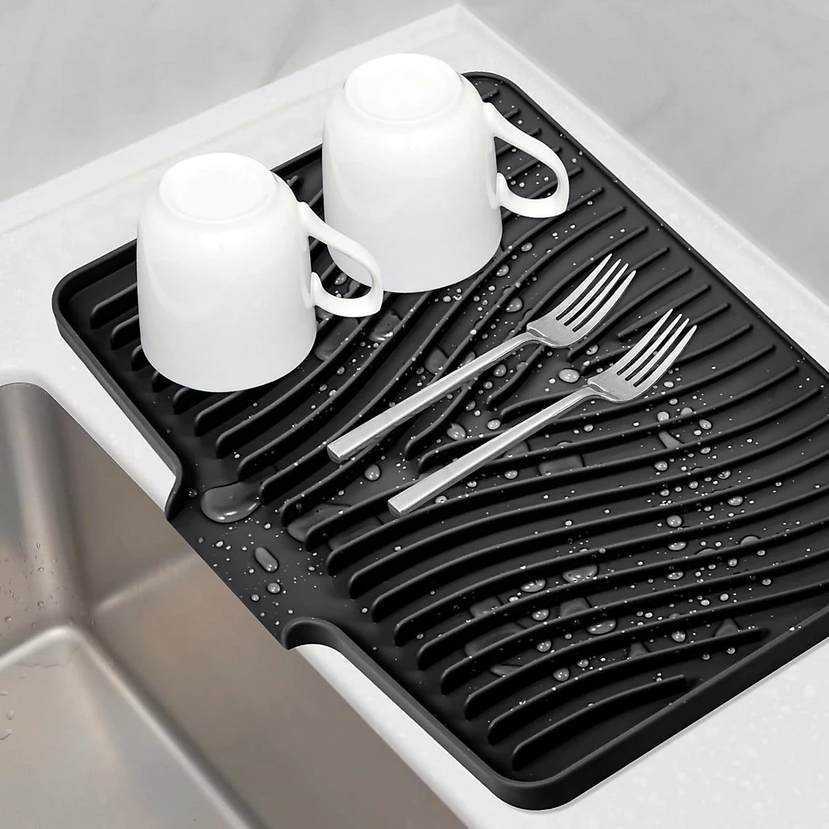Big Size Silicone Sink Drain Mat – 14x10 Inch Anti-Slip Waterproof Kitchen Sink Pad | Kitchen Water Drain Mat